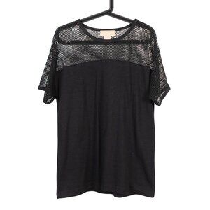Jimmy Garcia Black Mesh Shirt M Black Sheer Top Short Sleeve Stretch Whimsigoth